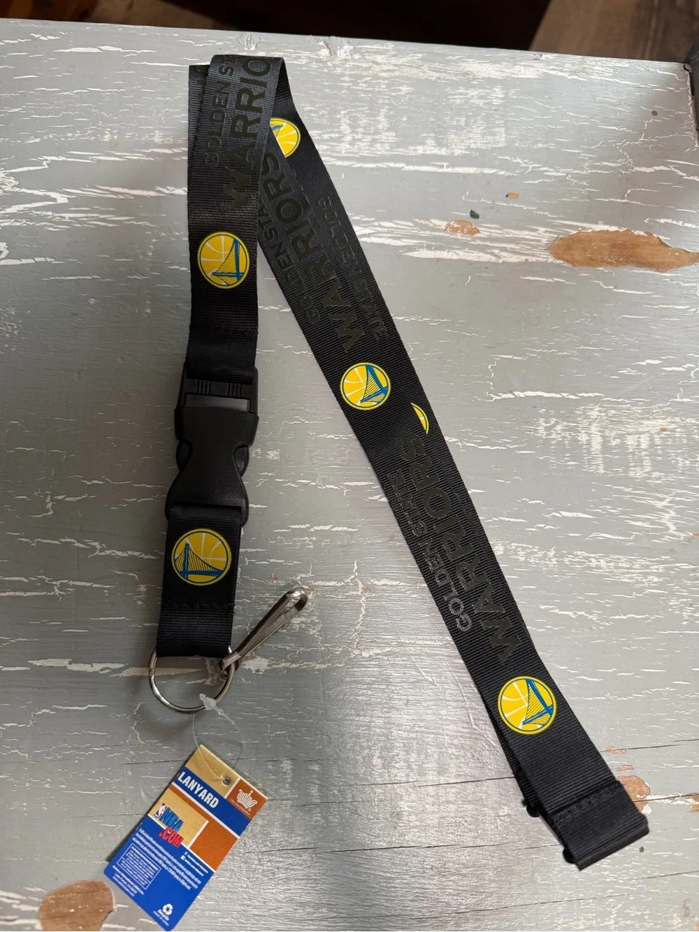 NBA Golden State Warriors Black Lanyard with Logo Key Clip